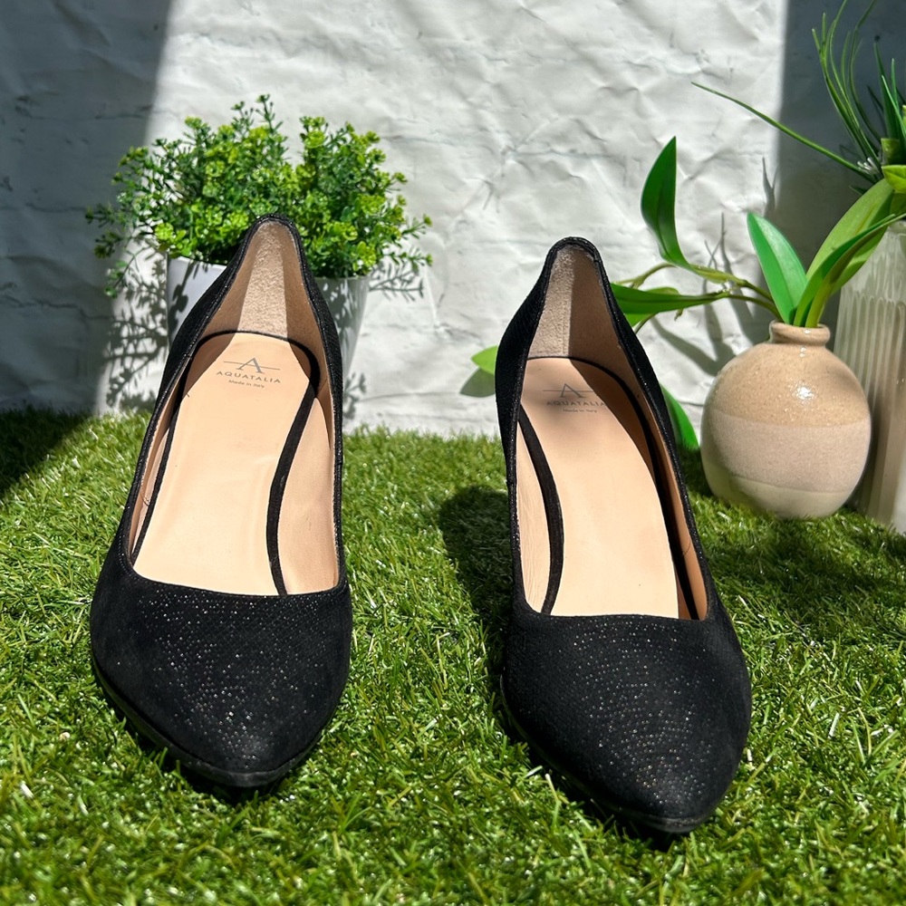Aquatalia Pump black shoes for Women size 8.5  3” gently used/Made in Italy - Picture 13 of 15